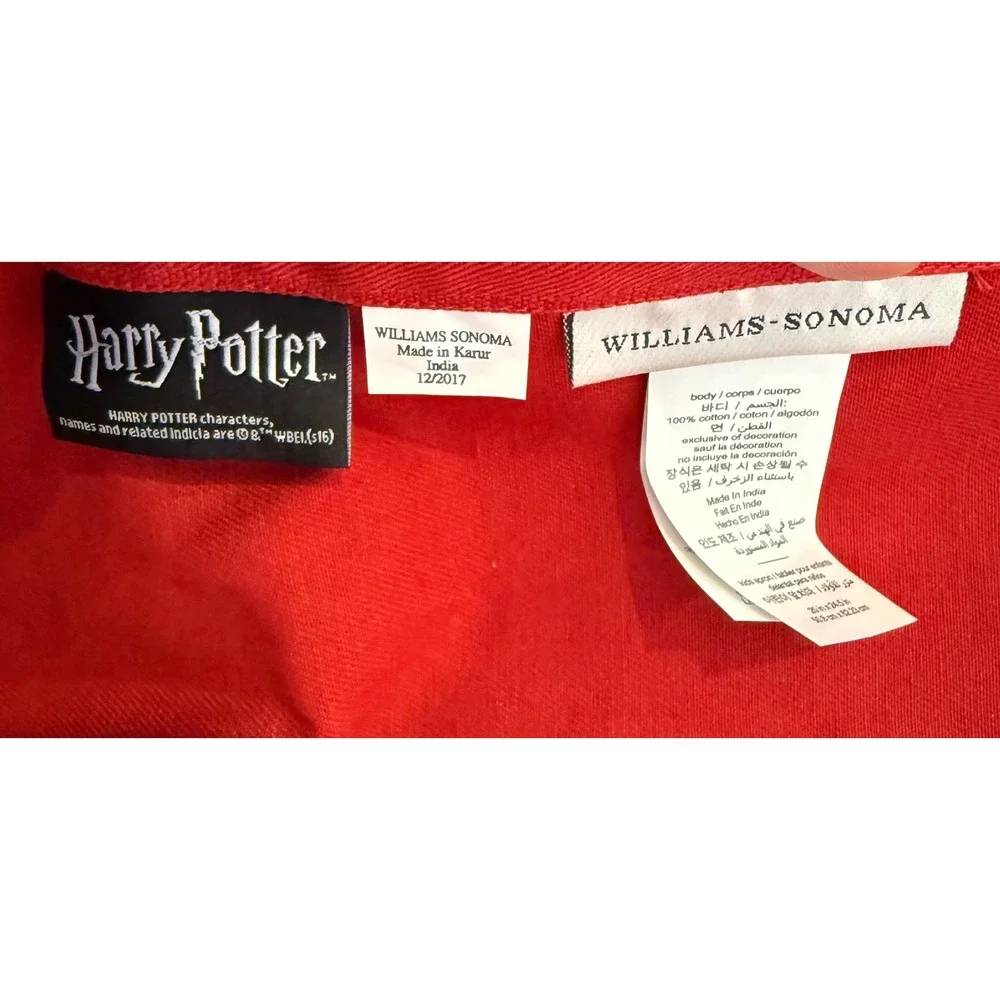 Williams Sonoma Harry Potter Gryffindor Kids Apron Red Gold Cotton‎ 20x24.5